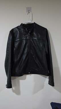 Coach Men's Black Perforated Leather Moto Racer Jacket